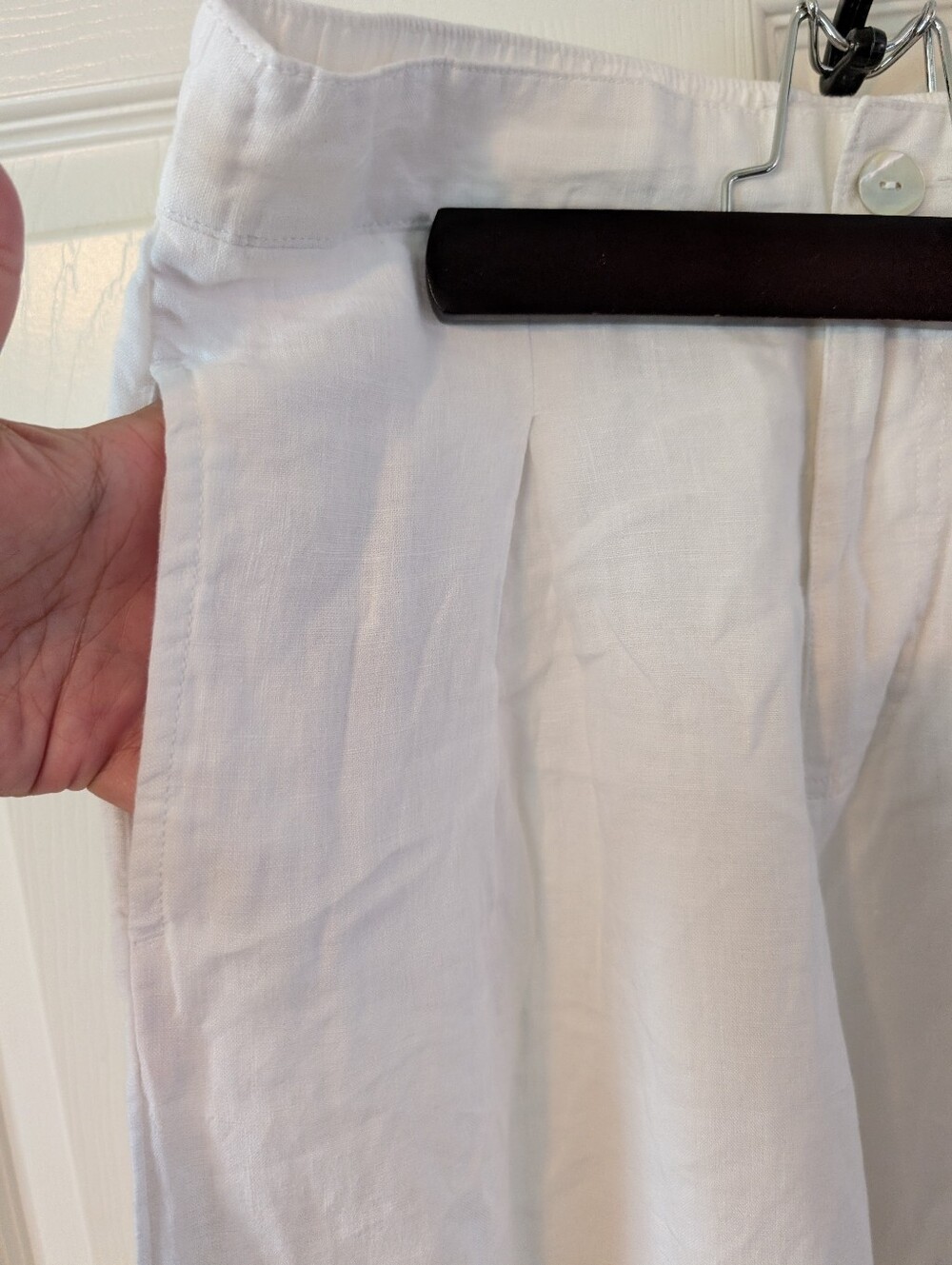 NWT - Medium Halston White Linen Wide Leg Dress Slacks JUHAL05 - Picture 3 of 7